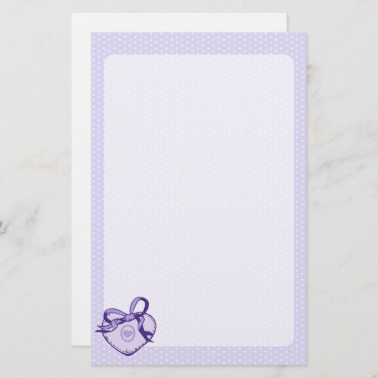 Papeterie Coeur pourpre et ruban (Devant / Derrière)