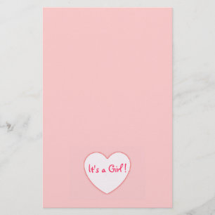 Papeterie Coeur rose c'est une fille