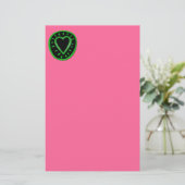 Papeterie Coeur vert et noir -3- (Debout devant)