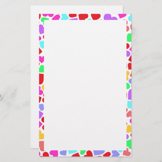 Papeterie Coeurs colorés mignons motif (Devant / Derrière)
