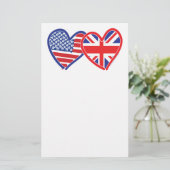 Papeterie Coeurs du drapeau américain Union Jack (Debout devant)