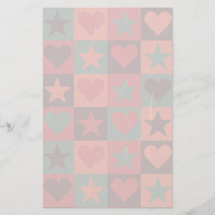 Papeterie Coeurs Et Étoiles Motif Rose