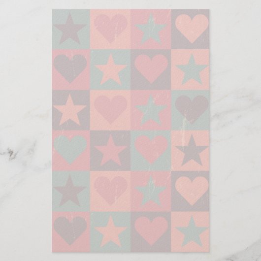 Papeterie Coeurs Et Étoiles Motif Rose (Devant)