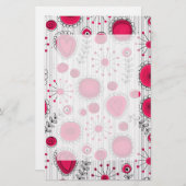 Papeterie Coeurs et fleurs blancs et rouges blancs (Devant / Derrière)