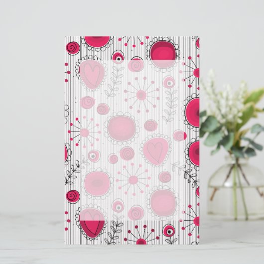 Papeterie Coeurs et fleurs blancs et rouges blancs (Debout devant)