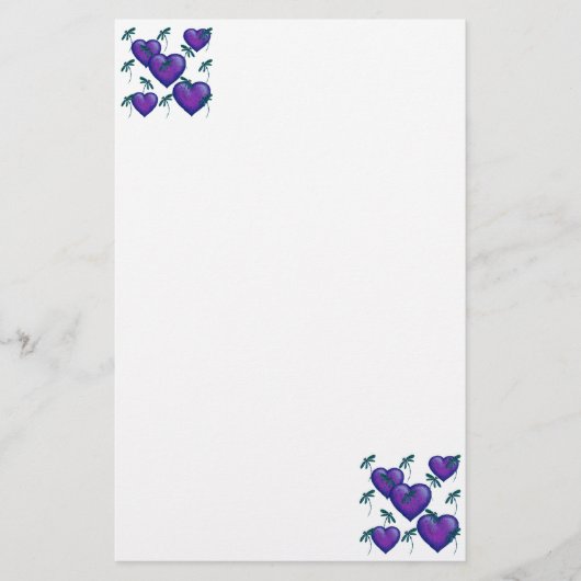 Papeterie Coeurs pourpres et libellules (Devant)