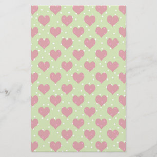 Papeterie Coeurs roses et motif pois blanc
