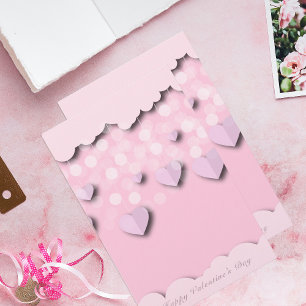 Papeterie Coeurs roses mignons sur cordes et nuages Saint Va
