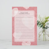 Papeterie Coeurs roses personnalisés Aquarelle (Debout devant)