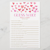 Papeterie Coeurs Roses Rouges À Thème Devinez Qui ! Jeu baby (Devant)