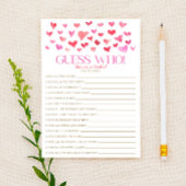 Papeterie Coeurs Roses Rouges À Thème Devinez Qui ! Jeu baby