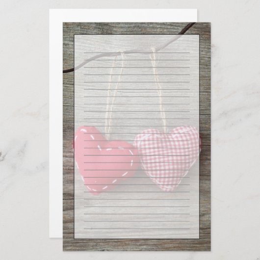 Papeterie Coeurs rouges en bois Tableau 2 (Devant / Derrière)