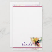 Papeterie Colibri d'aquarelle (Devant / Derrière)