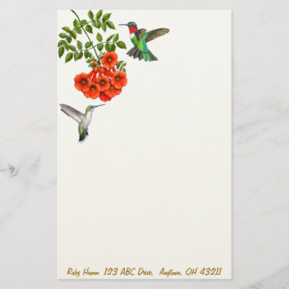Papeterie Colibris Throated rouges dans le St rouge de