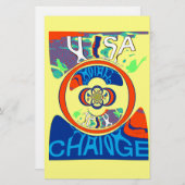 Papeterie Colorful USA Change : Un design festif (Devant / Derrière)