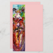 Papeterie COLUMBINE, rose rouge bleu vert (Devant / Derrière)