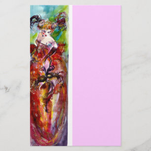 Papeterie COLUMBINE, rose rouge de vert bleu