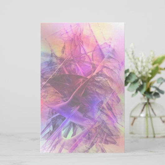 Papeterie Conception Abstraite fractale violette et rose (Debout devant)