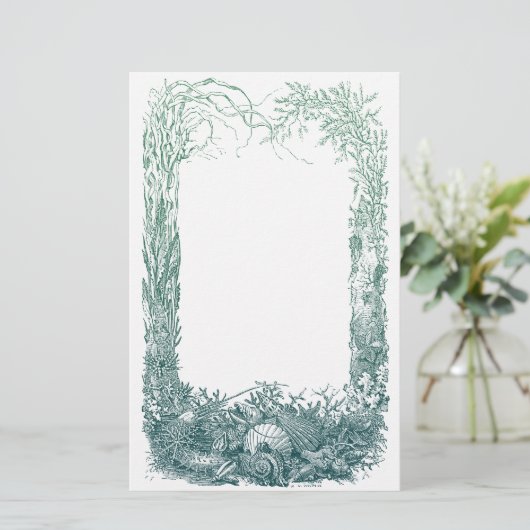 Papeterie Conception de frontière de plantes et de coquilles (Debout devant)