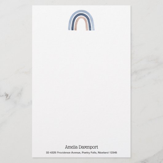 Papeterie Conception du Boho bleu et arc-en-ciel de pêche (Devant)