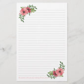 Papeterie Conception florale d'aquarelle rose (Devant)