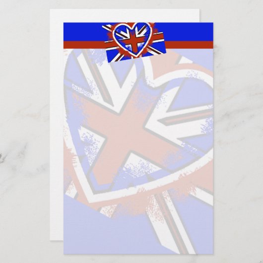 Papeterie Cool British Flag Heart Design (Devant / Derrière)