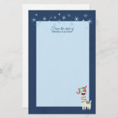 Papeterie Cool Llama à Santa Hat avec des flocons de neige N (Devant / Derrière)