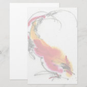 Papeterie Coq peu commun. Calligraphie et watercolor. (Devant / Derrière)