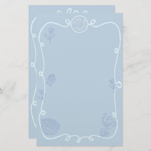 Papeterie Coquette Doodle Ribbon Frame (Devant / Derrière)