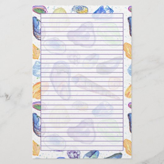 Papeterie Coquillages d'aquarelle pourpre (Devant)