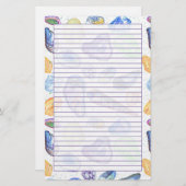 Papeterie Coquillages d'aquarelle pourpre (Devant / Derrière)