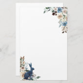 Papeterie Corail floral de lapin bleu (Devant / Derrière)