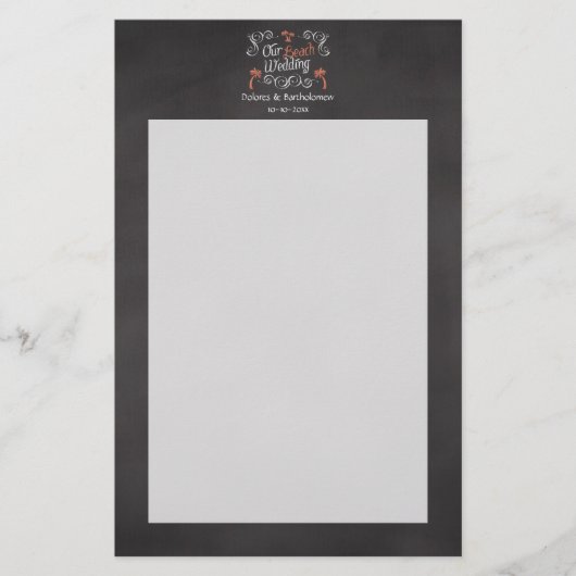 Papeterie Coral Chalkboard Script Plage Mariage (Devant)