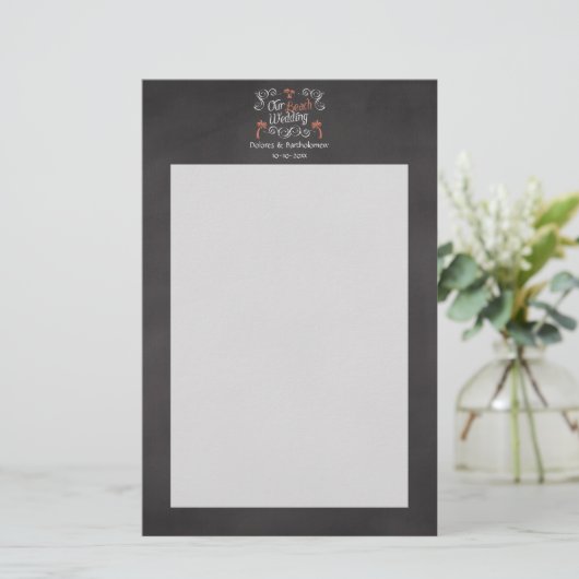 Papeterie Coral Chalkboard Script Plage Mariage (Debout devant)