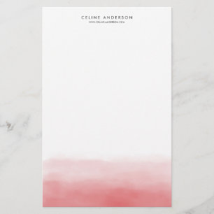 Papeterie Coral Rouge Aquarelle Ombre Gradient Personnalisé