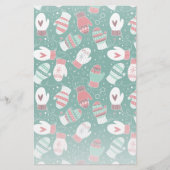 Papeterie Cosy hiver Noël Mittens Motif en vert (Devant)