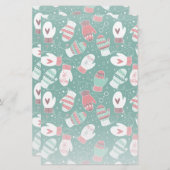 Papeterie Cosy hiver Noël Mittens Motif en vert (Devant / Derrière)