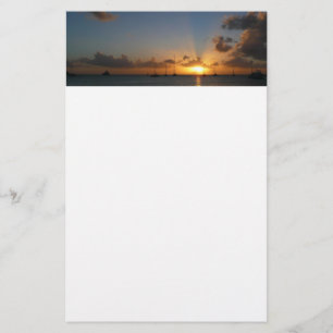 Papeterie Coucher de soleil avec voiliers Paysage tropical P