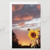 PAPETERIE COUCHER DE SOLEIL ET ROSE EN ÉTÉ (Devant / Derrière)