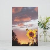 PAPETERIE COUCHER DE SOLEIL ET ROSE EN ÉTÉ (Debout devant)