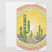 Papeterie Coucher du soleil de désert de cactus (Devant / Derrière)
