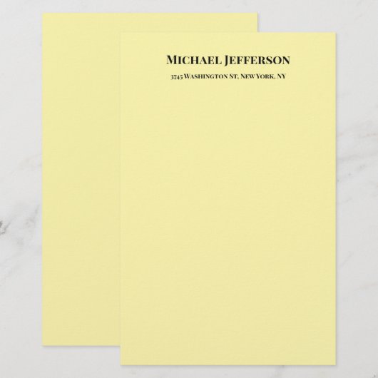 Papeterie Couleur crème tendance classique créative (Devant / Derrière)