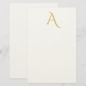 Papeterie Couleur Or Monogramme Initial Professionnel Blanc (Devant / Derrière)
