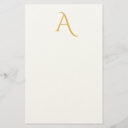 Papeterie Couleur Or Monogramme Initial Professionnel Blanc (Devant)