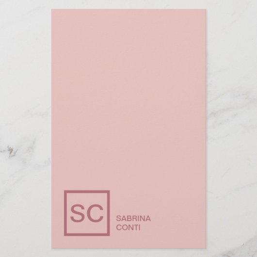 Papeterie Couleur or rose monogramme de nom professionnel de (Devant)