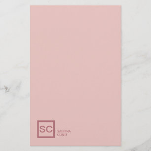 Papeterie Couleur or rose monogramme professionnel féminin n