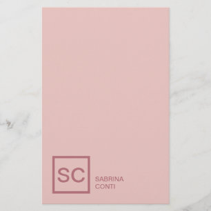 Papeterie Couleur or rose monogramme professionnel nom fémin
