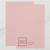 Papeterie Couleur or rose nom monogramme professionnel girly (Devant / Derrière)