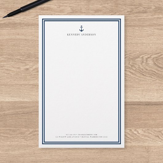Papeterie Couleur personnalisée Ancre classique moderne pers