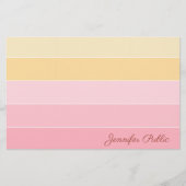 Papeterie Couleur rose jaune Harmonie écriture manuscrite No (Devant)